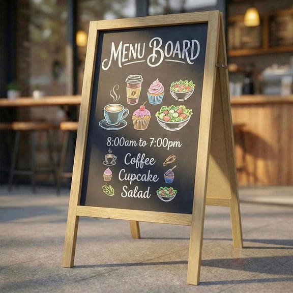 A Frame Chalkboard Sign, 40"x20" Extra Large Chalk Board Double-Sided Sidewalk Sign Sturdy Sandwich Menu Board for Restaurant Coffee Shop and Wedding, Grey