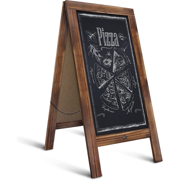 A Frame Chalkboard by YounGG: 40x20 Solid Wood A-Frame Sign Rustic Brown Double-Sided Magnetic Board, Chalkboard Menu Board, for Restaurants, Cafs, Weddings - Heavy Duty Hinges