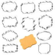 Frame Cookie Cutters 10 Pcs Stainless Steel Plaque Shapes Metal Fondant Cutters for Biscuit Baking Wedding Holiday