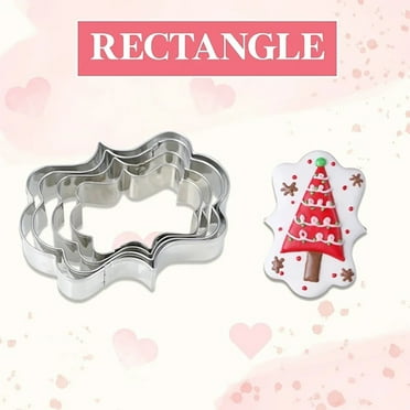 Frame Cookie Cutters 4 Sized Stainless Steel Cookie Candy Stamper，DIY Cute Pattern Cutters Plaque Fondant Dough Cutters Baking Tools，Home Daily Holiday Party Kitchen Accessories