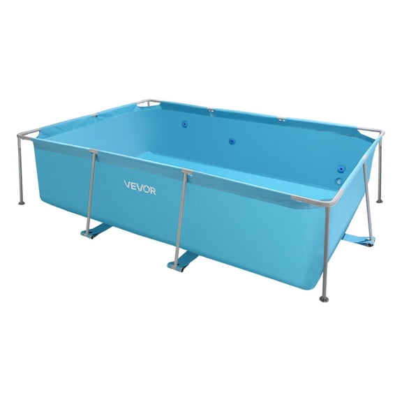 Frame Above Ground Swimming Pool, 118 x 78 x 30 in Rectangular Steel Metal Frame, Large Rectangle Outdoor Backyard Family Pool, Easy to Assemble Rust-Resistant, 1046 Gallon Water Capacity, Blue