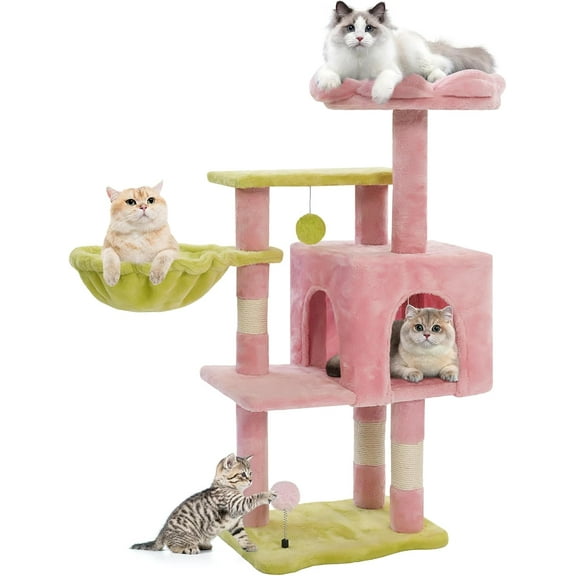 Frame Hammock, Cat Trees for Indoor Cats Large Adult, Cat Towers with Scratching Post, Cats Condo Furniture with Cloud Top Perch, Cats Climbing Tower for Kittens