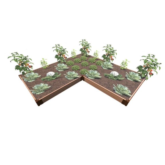 CLASSIC SIENNA 'ARROWHEAD' - 8' X 8' X 5.5" STRAIGHT CORNER RAISED GARDEN BED - 1" PROFILE