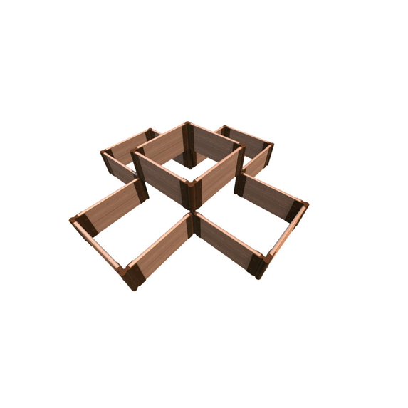 Frame It All TOOL-FREE CLASSIC SIENNA 'NOTRE DAME' 6' x 6' x 11" RAISED GARDEN BED (TERRACED CROSS) - 1" Profile