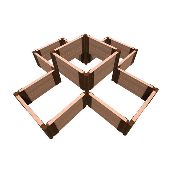 Frame It All TOOL-FREE CLASSIC SIENNA 'NOTRE DAME' 6' x 6' x 11" RAISED GARDEN BED (TERRACED CROSS) - 2" Profile