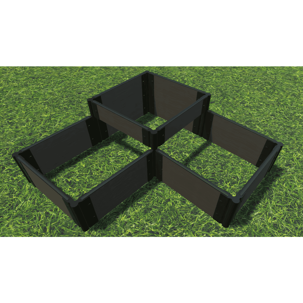 WEATHERED WOOD 'CHATEAU MARMONT' 4' X 4' 2-LEVEL RAISED GARDEN BED (TERRACED) - 1" PROFILE