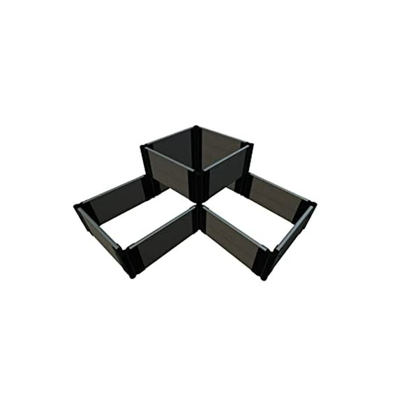 Frame It All TOOL-FREE WEATHERED WOOD 'CHATEAU MARMONT' 4' X 4' 4-LEVEL RAISED GARDEN BED (TERRACED) - 1" PROFILE