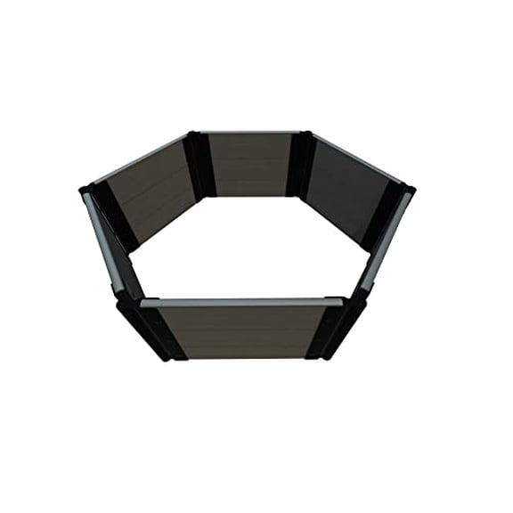 WEATHERED WOOD 'FORT JEFFERSON' 4' x 4' X 16.5" RAISED GARDEN BED (HEXAGON) - 1" PROFILE