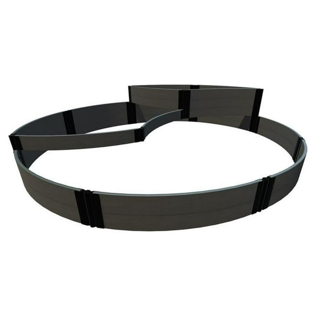 Frame It All TOOL-FREE WEATHERED WOOD 'SUGAR CONE' - 10' X 10' X 27.5" CIRCULAR RAISED GARDEN BED (3-TIER TERRACE) - 1" PROFILE