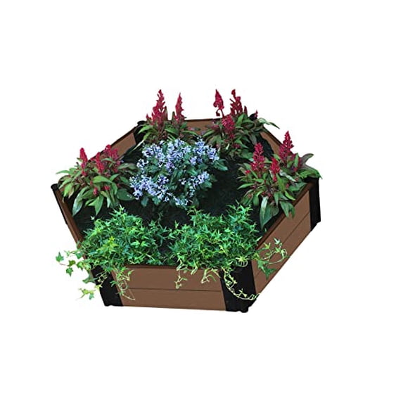 TOOL-FREEUPTOWN BROWN 'FORT JEFFERSON' 4' X 4' X 11" RAISED GARDEN BED (HEXAGON) - 1" PROFILE