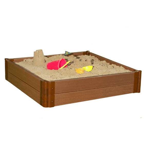 Frame It All Tool-Free Classic Sienna 4ft. x 4ft. x 11in. Composite Square Sandbox Kit - 2" profile