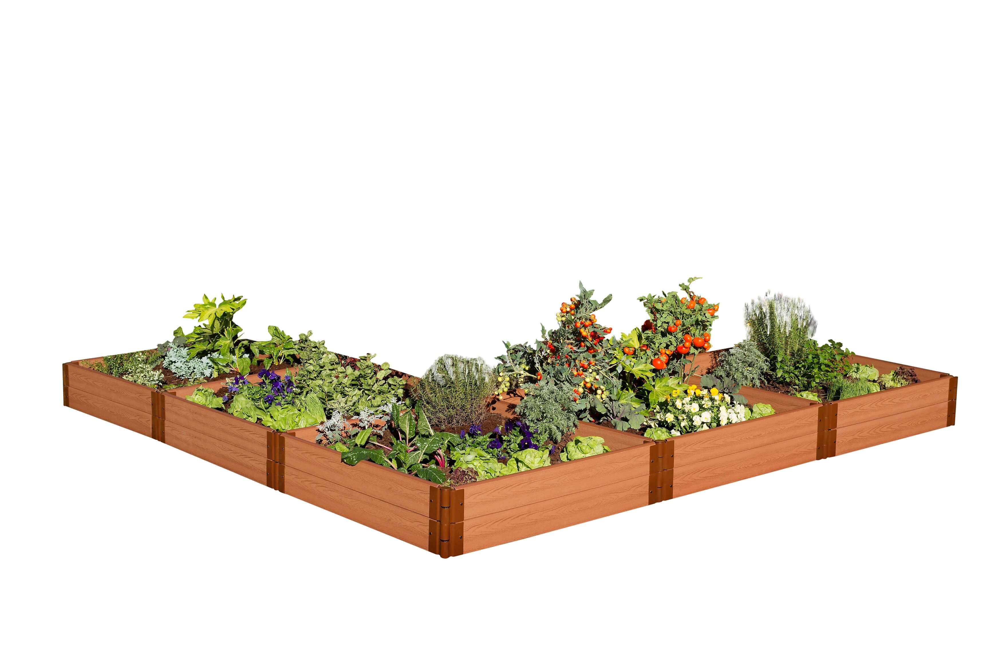 Classic Sienna Composite L-Shaped Raised Garden Bed, 12' x 12' x 11"