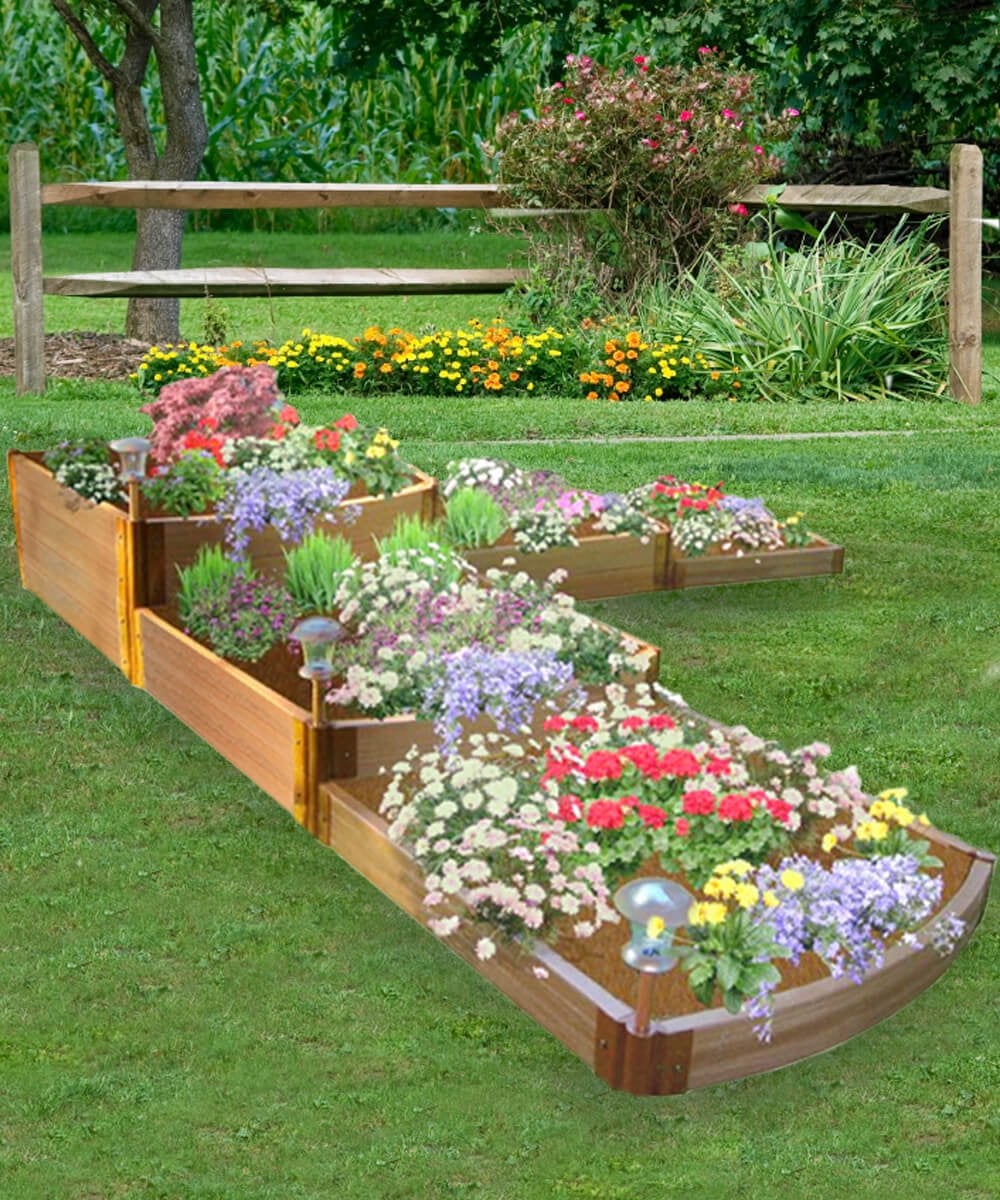 Classic Sienna Brown Composite Tri-Level Raised Garden Bed
