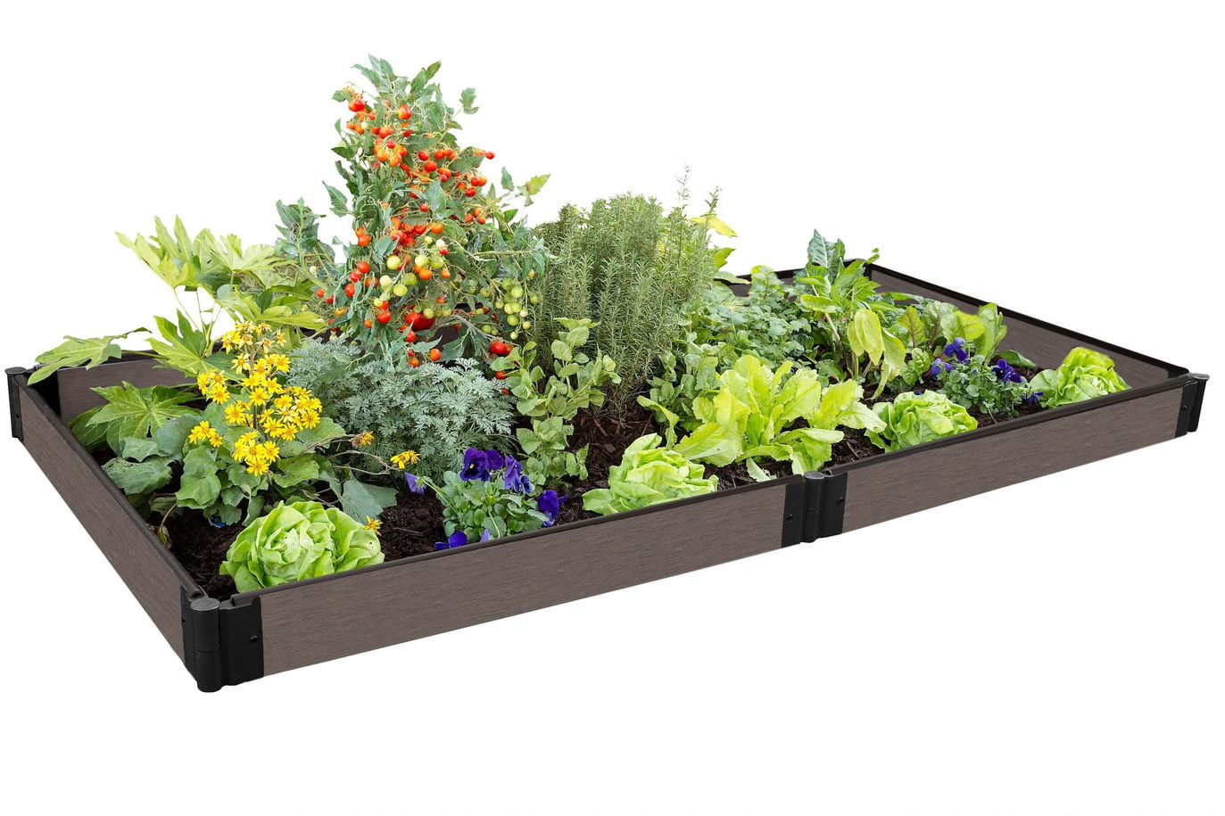 Weathered Wood Composite Raised Garden Bed with Black Brackets