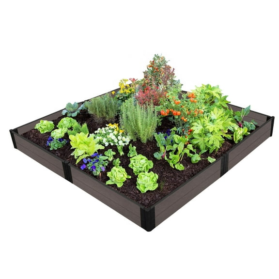 Frame It All Tool-Free Weathered Wood Raised Garden Bed 8' x 8' x 11" - 1" profile