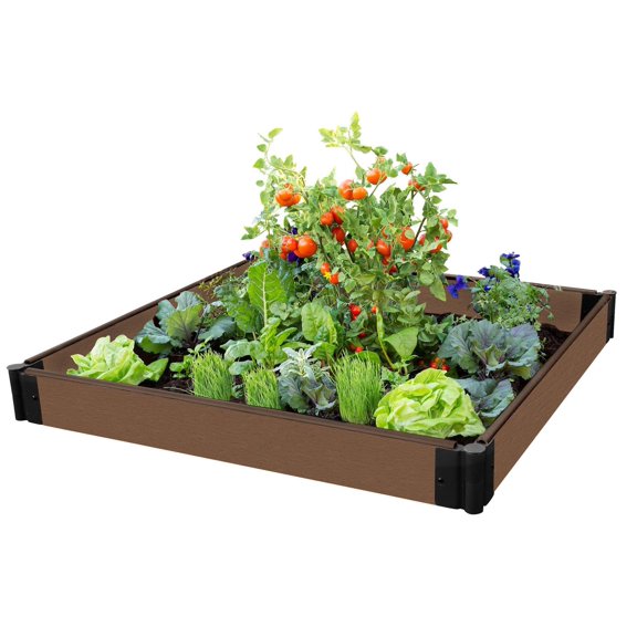 Frame It All Uptown Brown Composite Raised Garden Bed 4' x 4' x 5.5" - 1" profile
