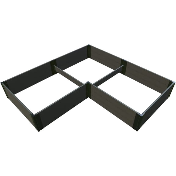 WEATHERED WOOD 'ARROWHEAD' - 8' X 8' X 16.5" STRAIGHT CORNER RAISED GARDEN BED - 1" PROFILE