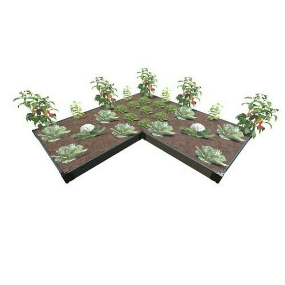 Frame It All Weathered Wood 'Arrowhead' - 8' X 8' X 5.5" Straight Corner Raised Garden Bed - 1" Profile