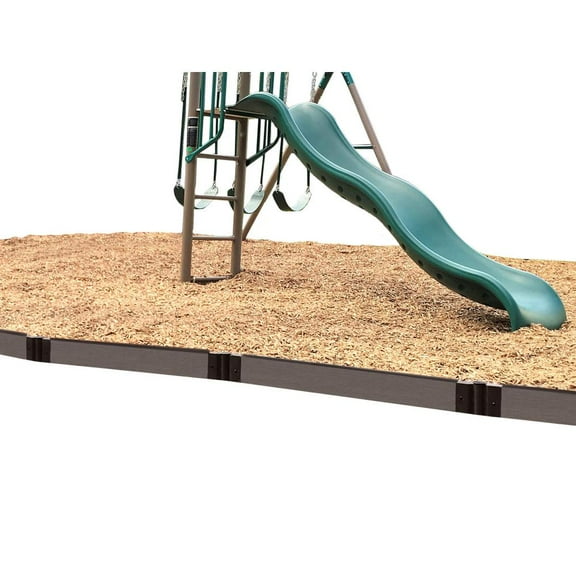 Frame It All Weathered Wood Straight Playground Border Kit 32' - 1" Profile