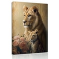 thumbnail image 1 of Frame Lion and Lioness Wall Art Pink Rose Flower Picture Lion Animal Painting Artwork for Living Room Bedroom Home Office Wall Decor, 1 of 8