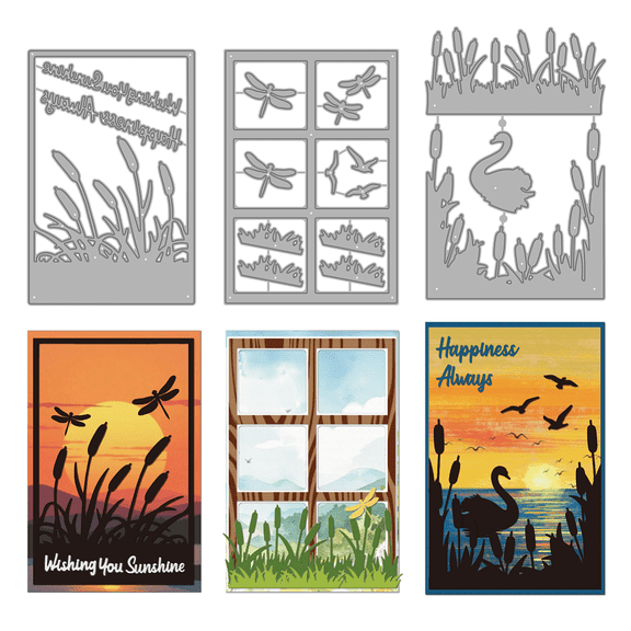 Frame Metal Cutting Dies Dragonfly Wild Geese Die Cuts Stencils Goose Lake Embossing Template Dies