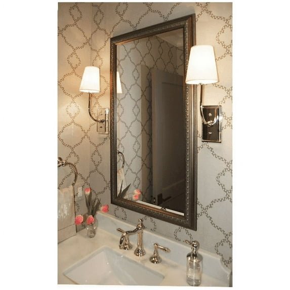 Frame My Mirror Framed Wall Mirror - Antique Pewter 28" x 24" Mirror - Ideal for Bathroom, Wall Decor, Bedroom and Livingroom - Moisture Resistant with Safety Backing - Imperial Design