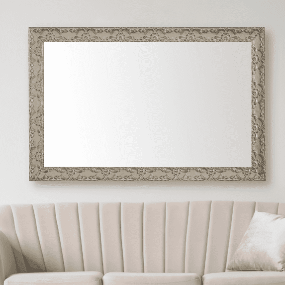 Frame My Mirror Framed Wall Mirror - Antique Satin Nickel 20" x 36" Mirror - Ideal for Bathroom, Wall Decor, Bedroom and Livingroom - Moisture Resistant with Safety Backing - Maricopa Design