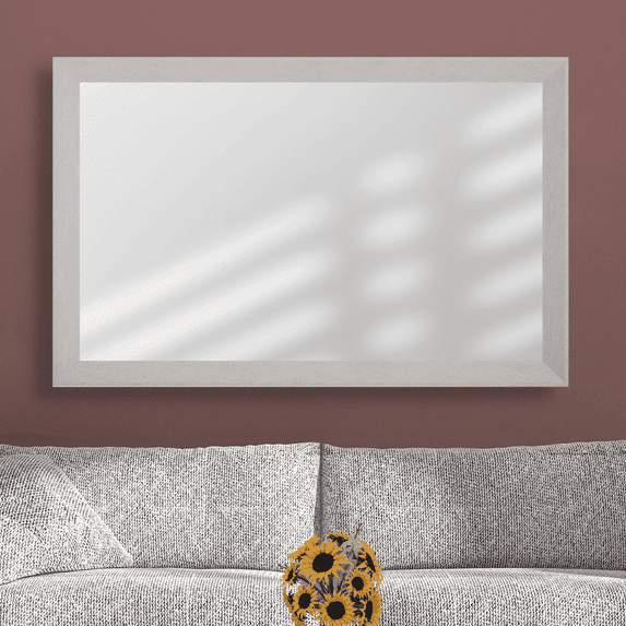 Frame My Mirror Framed Wall Mirror - Antique Satin Nickel 28" x 24" Mirror - Ideal for Bathroom, Wall Decor, Bedroom and Livingroom - Moisture Resistant with Safety Backing - LaRue Design