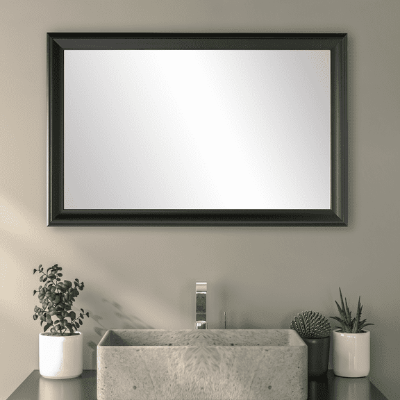 Frame My Mirror Framed Wall Mirror - Black 20" x 24" Mirror - Ideal for Bathroom, Wall Decor, Bedroom and Livingroom - Moisture Resistant with Safety Backing - Woodford Design