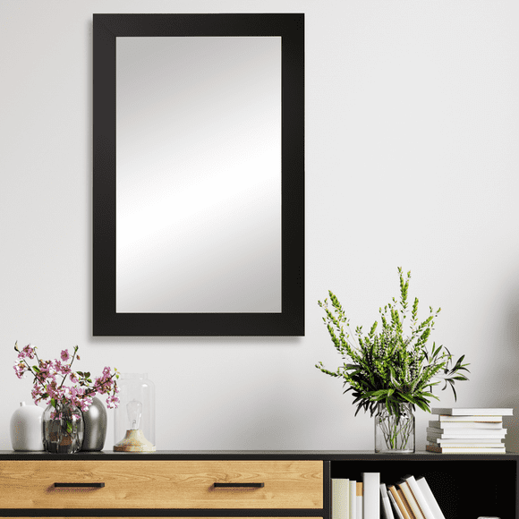 Frame My Mirror Framed Wall Mirror - Black 20" x 36" Mirror - Ideal for Bathroom, Wall Decor, Bedroom and Livingroom - Moisture Resistant with Safety Backing - Pendleton Design