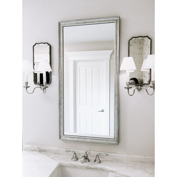 Frame My Mirror Framed Wall Mirror - Blackened Satin Nickel 20" x 60" Mirror - Ideal for Bathroom, Wall Decor, Bedroom and Livingroom - Moisture Resistant with Safety Backing - Crenshaw Design