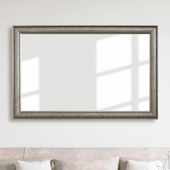 Frame My Mirror Framed Wall Mirror - Blackened Satin Nickel 28" x 24" Mirror - Ideal for Bathroom, Wall Decor, Bedroom and Livingroom - Moisture Resistant with Safety Backing - Oxfordshire Design