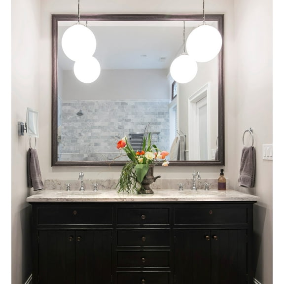 Frame My Mirror Framed Wall Mirror - Charcoal 20" x 24" Mirror - Ideal for Bathroom, Wall Decor, Bedroom and Livingroom - Moisture Resistant with Safety Backing - Oxfordshire Design