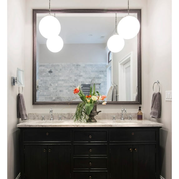 Frame My Mirror Framed Wall Mirror - Charcoal 20" x 36" Mirror - Ideal for Bathroom, Wall Decor, Bedroom and Livingroom - Moisture Resistant with Safety Backing - Oxfordshire Design