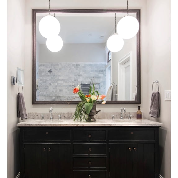 Frame My Mirror Framed Wall Mirror - Charcoal 20" x 48" Mirror - Ideal for Bathroom, Wall Decor, Bedroom and Livingroom - Moisture Resistant with Safety Backing - Oxfordshire Design