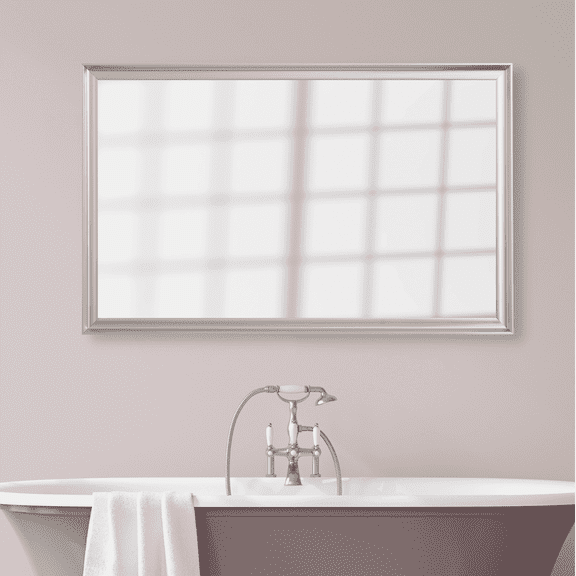 Frame My Mirror Framed Wall Mirror - Chrome 20" x 60" Mirror - Ideal for Bathroom, Wall Decor, Bedroom and Livingroom - Moisture Resistant with Safety Backing - Geneva Design