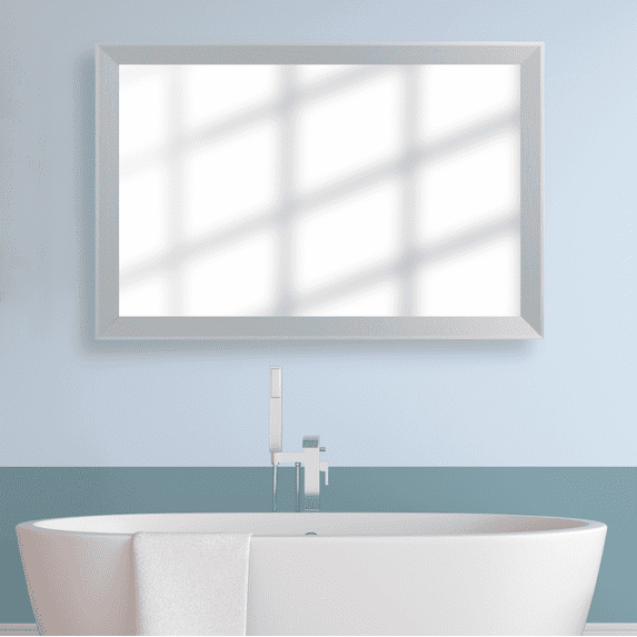 Frame My Mirror Framed Wall Mirror - Chrome 28" x 48" Mirror - Ideal for Bathroom, Wall Decor, Bedroom and Livingroom - Moisture Resistant with Safety Backing - LaRue Design