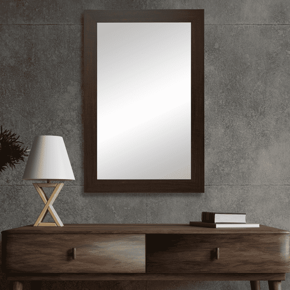 Frame My Mirror Framed Wall Mirror - Dark Walnut 28" x 36" Mirror - Ideal for Bathroom, Wall Decor, Bedroom and Livingroom - Moisture Resistant with Safety Backing - Pendleton Design