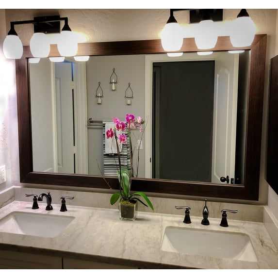 Frame My Mirror Framed Wall Mirror - Espresso Textured 28" x 24" Mirror - Ideal for Bathroom, Wall Decor, Bedroom and Livingroom - Moisture Resistant with Safety Backing - Pendleton Design