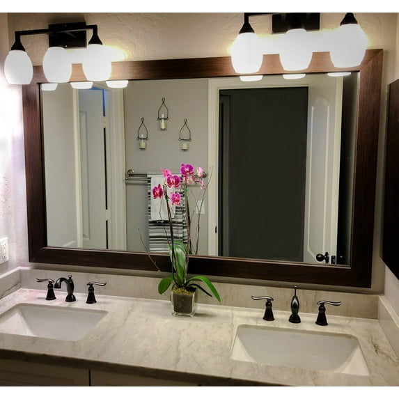 Frame My Mirror Framed Wall Mirror - Espresso Textured 36" x 24" Mirror - Ideal for Bathroom, Wall Decor, Bedroom and Livingroom - Moisture Resistant with Safety Backing - Pendleton Design