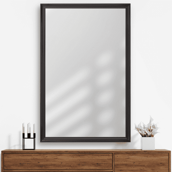 Frame My Mirror Framed Wall Mirror - Glossy Black 28" x 54" Mirror - Ideal for Bathroom, Wall Decor, Bedroom and Livingroom - Moisture Resistant with Safety Backing - Geneva Design