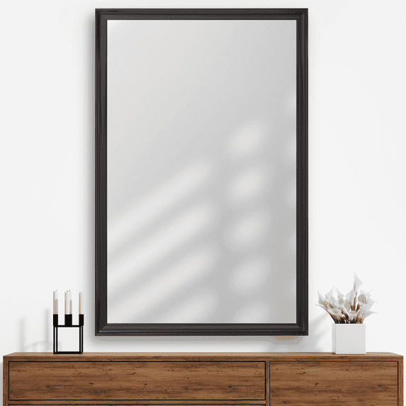 Frame My Mirror Framed Wall Mirror - Glossy Black 36" x 48" Mirror - Ideal for Bathroom, Wall Decor, Bedroom and Livingroom - Moisture Resistant with Safety Backing - Geneva Design
