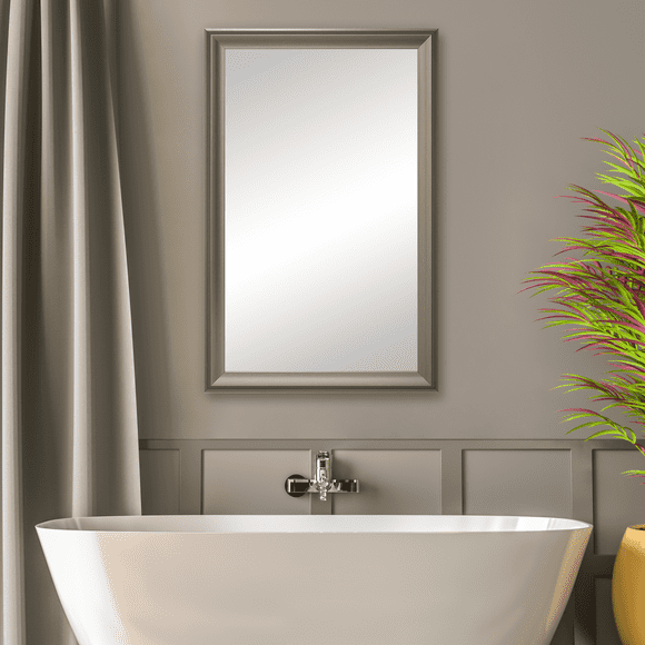Frame My Mirror Framed Wall Mirror - Pewter 28" x 48" Mirror - Ideal for Bathroom, Wall Decor, Bedroom and Livingroom - Moisture Resistant with Safety Backing - Woodford Design