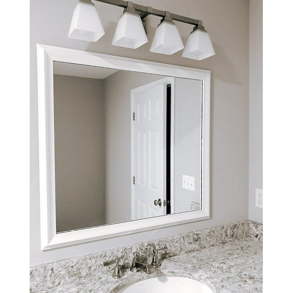 Frame My Mirror Framed Wall Mirror - Pure White 20" x 54" Mirror - Ideal for Bathroom, Wall Decor, Bedroom and Livingroom - Moisture Resistant with Safety Backing - Woodford Design