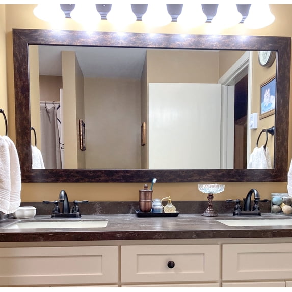 Frame My Mirror Framed Wall Mirror - Venetian Bronze 28" x 24" Mirror - Ideal for Bathroom, Wall Decor, Bedroom and Livingroom - Moisture Resistant with Safety Backing - Pendleton Design