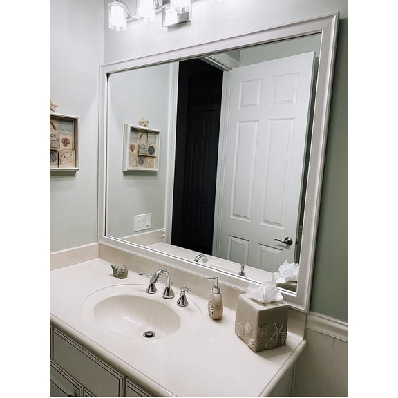 Frame My Mirror Framed Wall Mirror - White 36" x 36" Mirror - Ideal for Bathroom, Wall Decor, Bedroom and Livingroom - Moisture Resistant with Safety Backing - Morgan Design