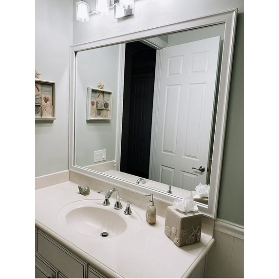 Frame My Mirror Framed Wall Mirror - White 36" x 54" Mirror - Ideal for Bathroom, Wall Decor, Bedroom and Livingroom - Moisture Resistant with Safety Backing - Morgan Design