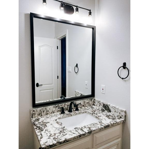 Frame My Mirror Framed Mirror, Black Finish, 28" x 36", 1-1/4" Wide Frame Ellis Design