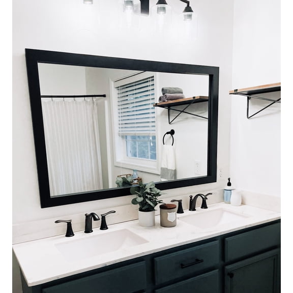Frame My Mirror Framed Mirror, Black Finish, 28" x 54", 2" Wide Frame Meade Design