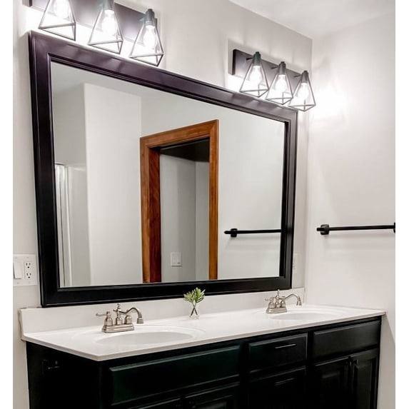 Frame My Mirror Framed Mirror, Black Finish, 28" x 60", 3" Wide Frame Porter Design